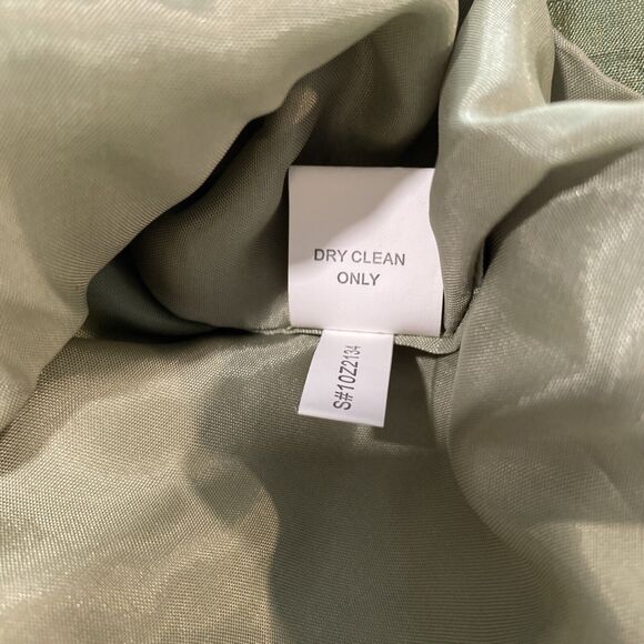 Kay Unger Women's 100% Shantung‎ Silk Green Shimmer Jeweled Button Blazer Sz 8 - Picture 9 of 9